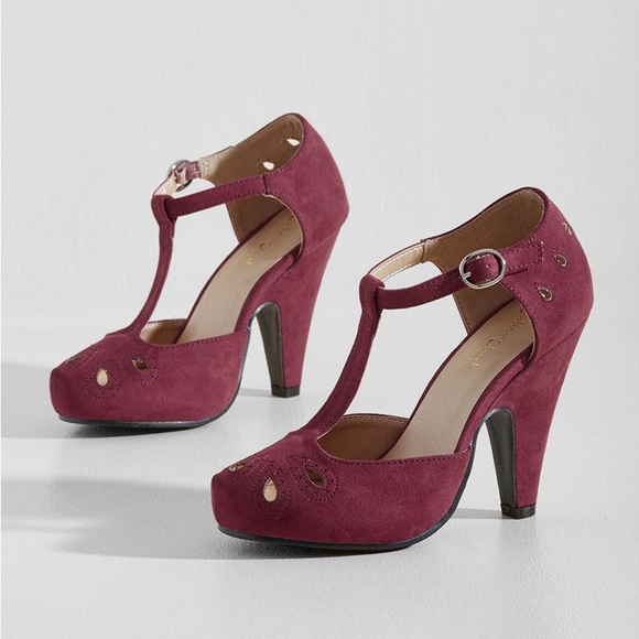 Modcloth Shoes - ModCloth The Zest is History Heels - Burgundy Sz 10